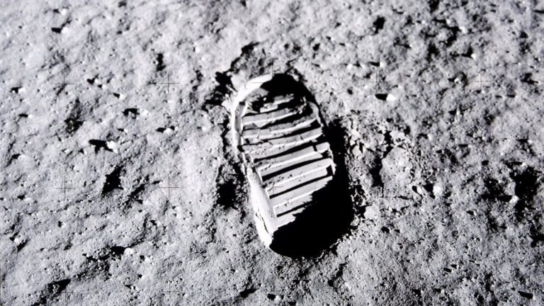 Buzz Aldrin's bootprint on the Moon