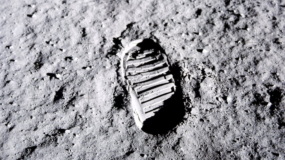 Buzz Aldrin's bootprint on the Moon