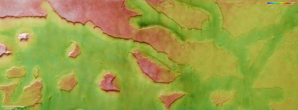 Topographic map of Mamers Valles on Mars