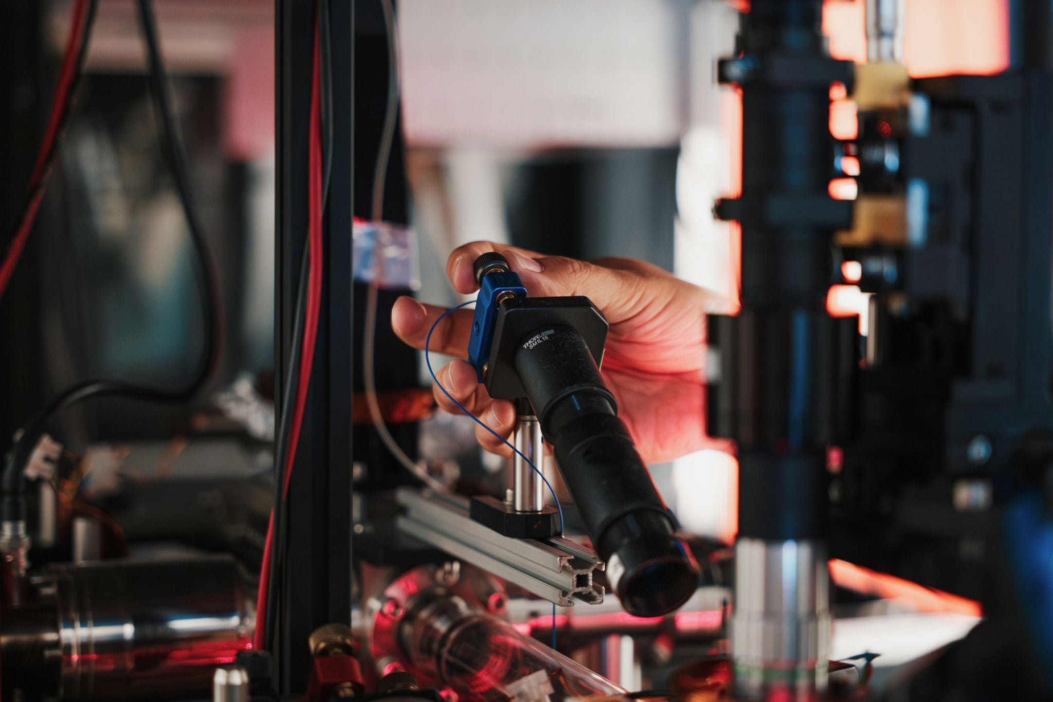 Optics to deliver the lasers on the atoms