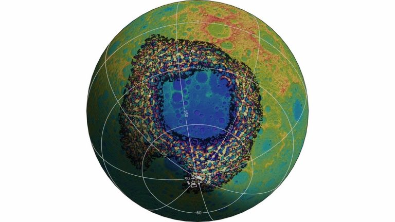 South Pole Aitken basin Moon map