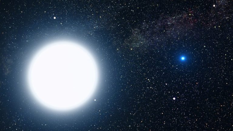 White dwarf and companion star in a binary star system