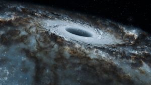 Black hole illustration representing gravitational-wave research