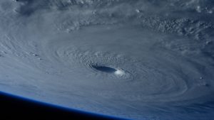 Satellite view of a hurricane over the ocean