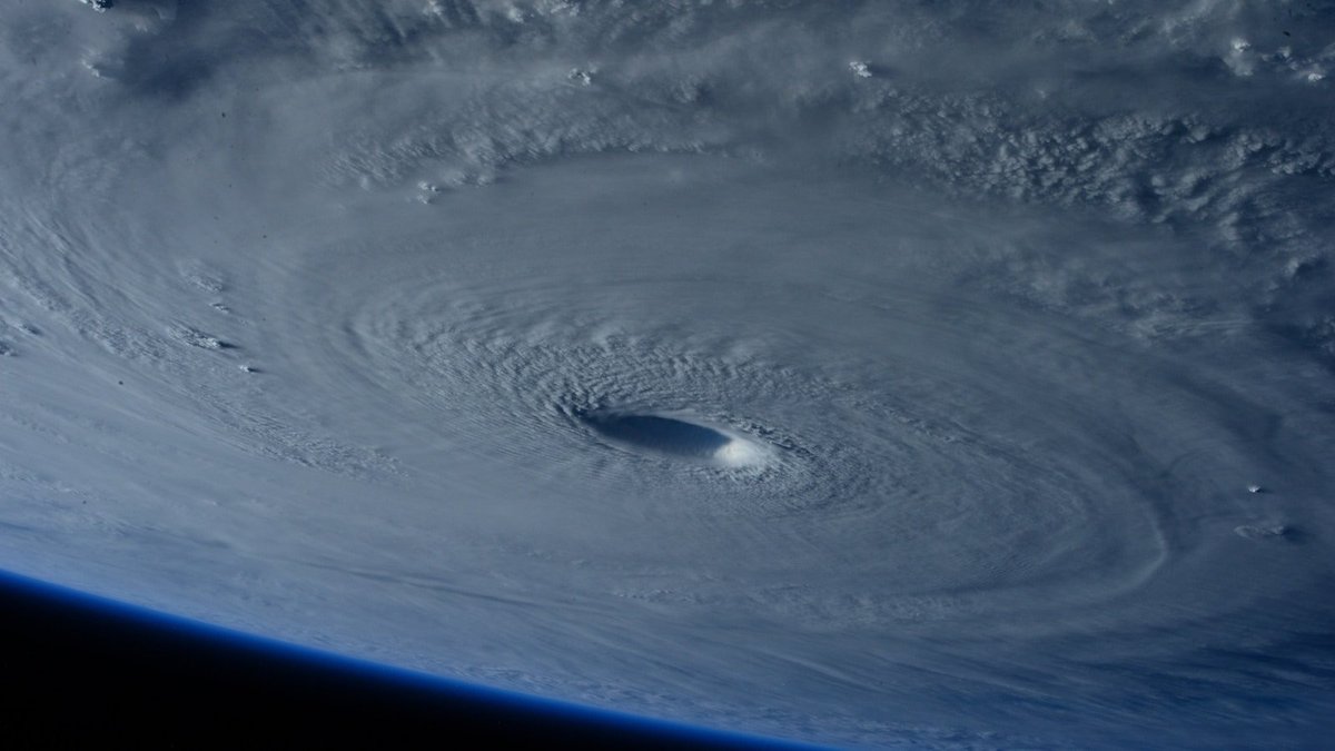 Satellite view of a hurricane over the ocean
