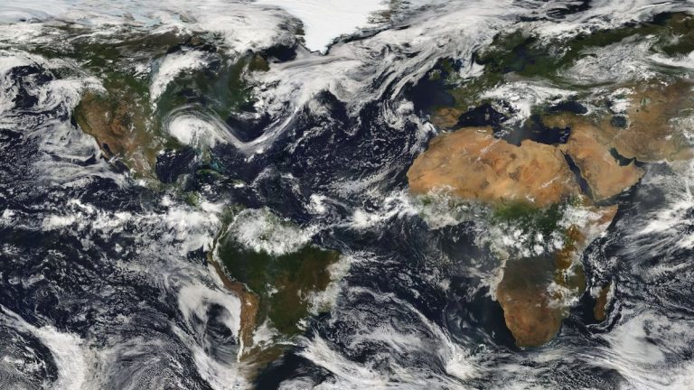 Satellite view of Earth and oceans