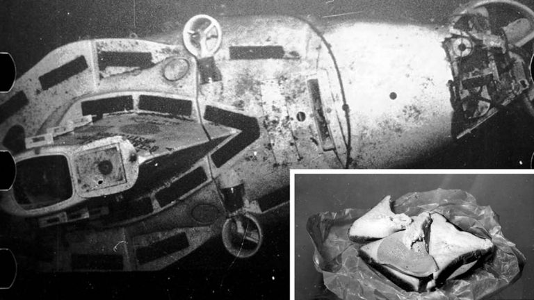 Deep-submergence vehicle Alvin on the Atlantic seafloor after sinking in 1968