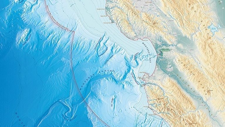 NOAA bathymetric map of Monterey Bay and its submarine canyon