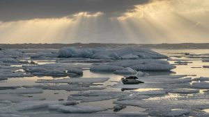 Views around a glacier lagoon Iceland, Northern Europe in winter with snow and ice