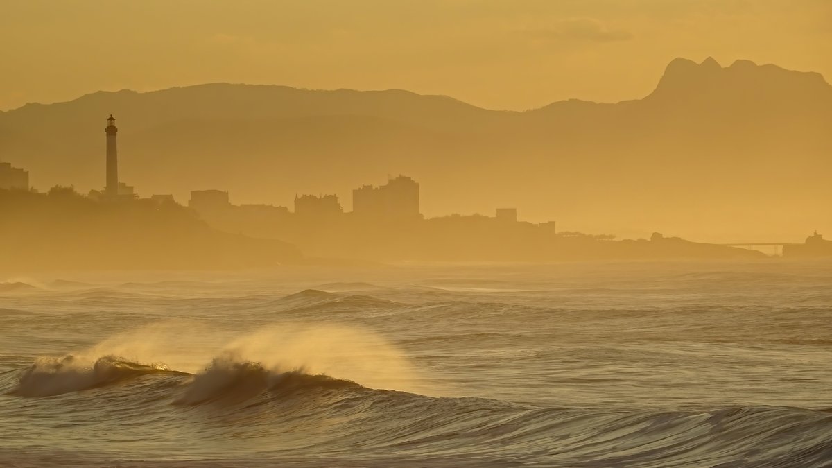 Big waves on the Atlantic Ocean at Biarritz