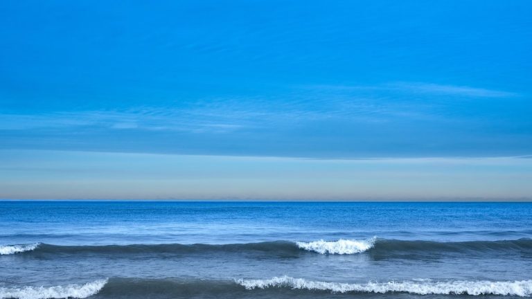 Lake Michigan shoreline at sunset