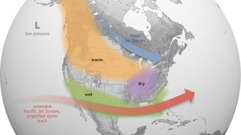 El Niño winter weather pattern across North America