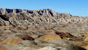 Badlands National Park landscape and mixed-grass prairie in South Dakota
