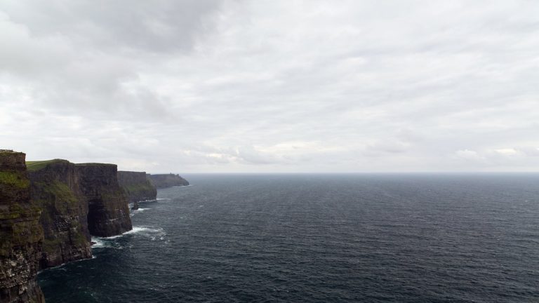 Nature and landscape concept - view to cliffs of moher and atlantic ocean in ireland