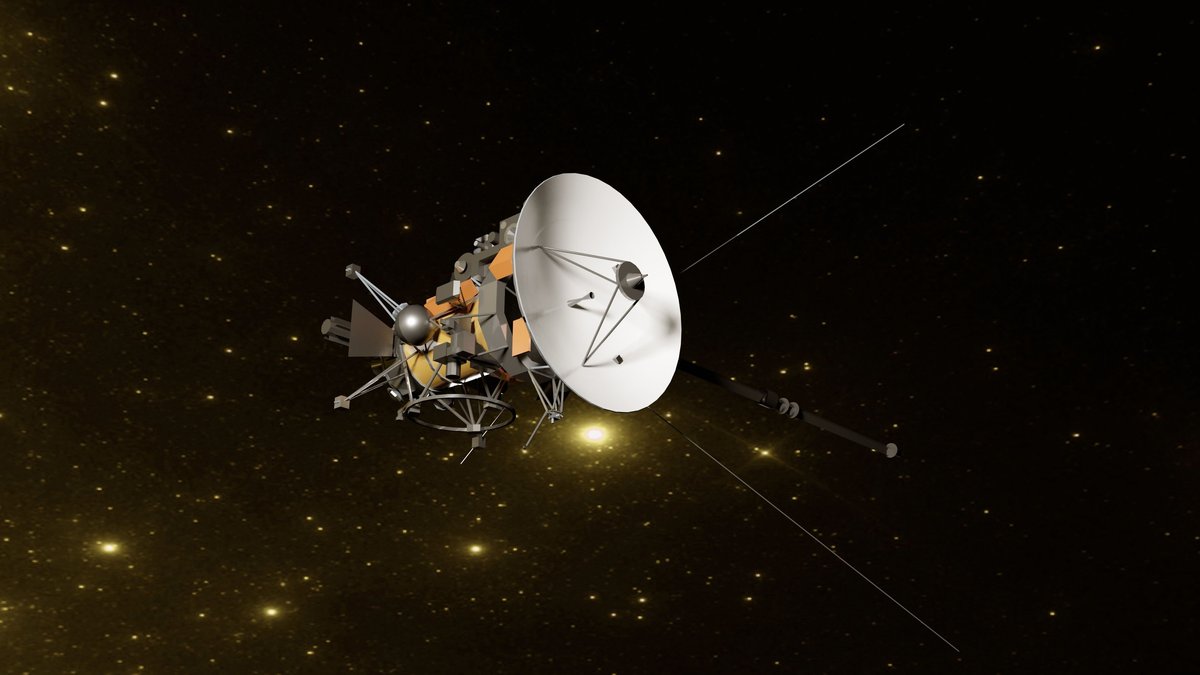 3D rendering of the Cassini space probe in the vast starry universe