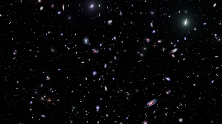 Distant galaxies and star clusters in deep space