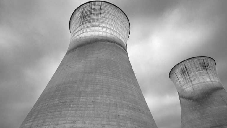Dirty power station cooling towers