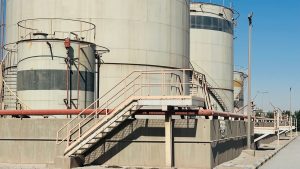 Oil storage tanks and pipeline infrastructure in Saudi Arabia