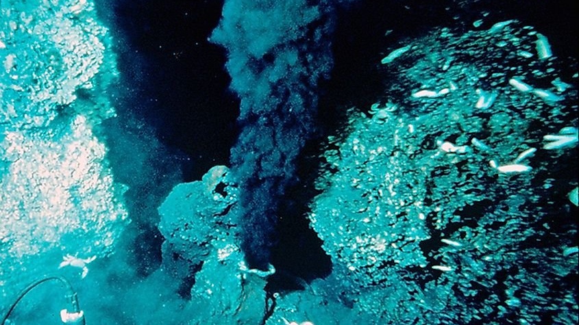 Black smoker hydrothermal vent on the deep seafloor