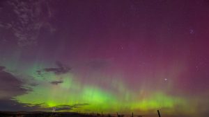 Aurora lights caused by solar activity in Earth’s upper atmosphere