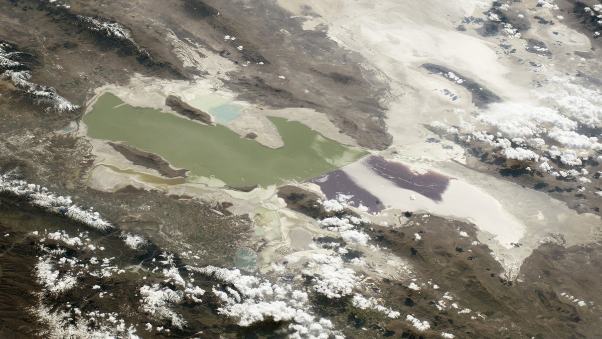 Oblique view of Great Salt Lake from the International Space Station
