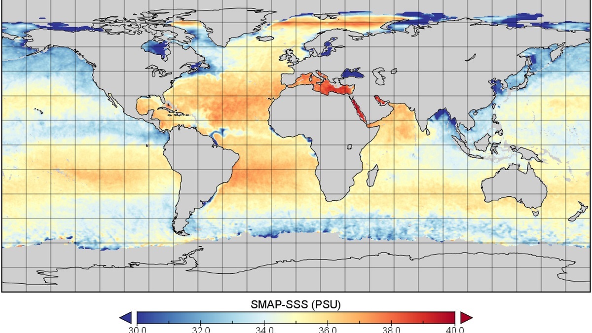 Global sea surface salinity map derived from NASA SMAP satellite data