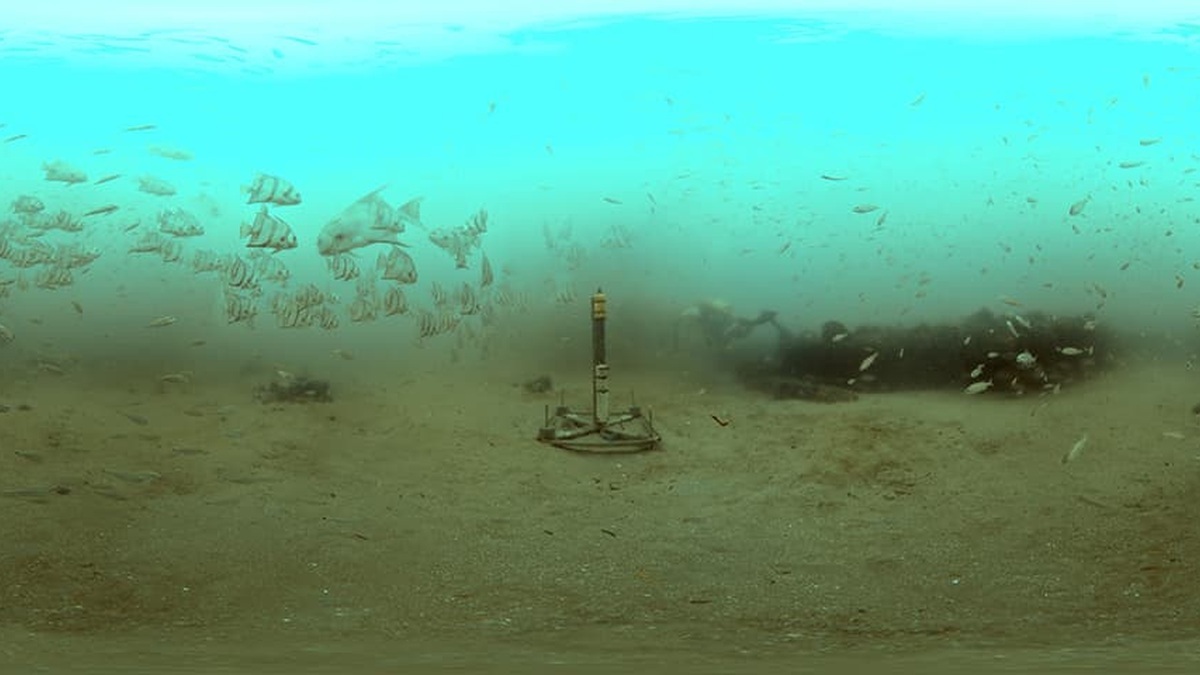 Hydrophone mounted on the seafloor at Gray's Reef National Marine Sanctuary