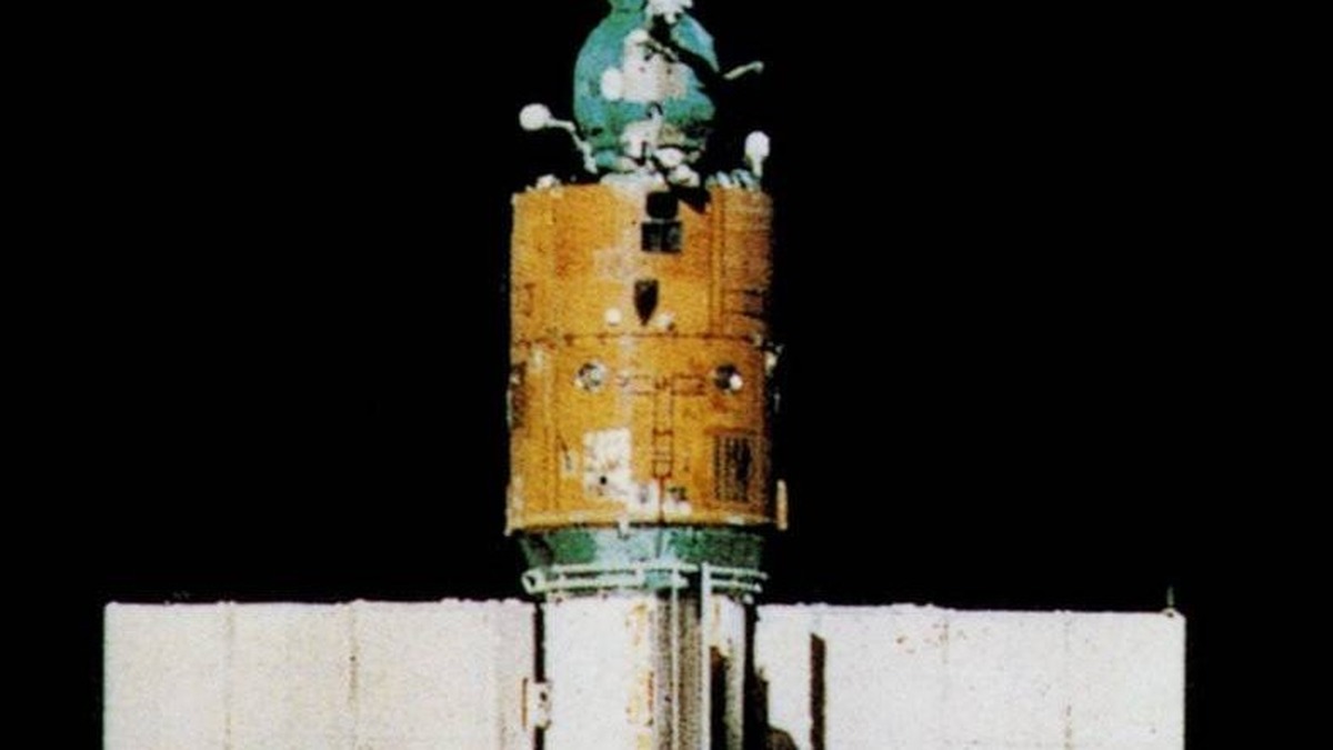 The Soviet Salyut 6 space station in orbit