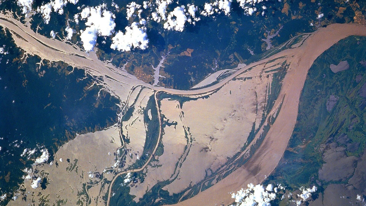 The Amazon River and floodplain viewed from space