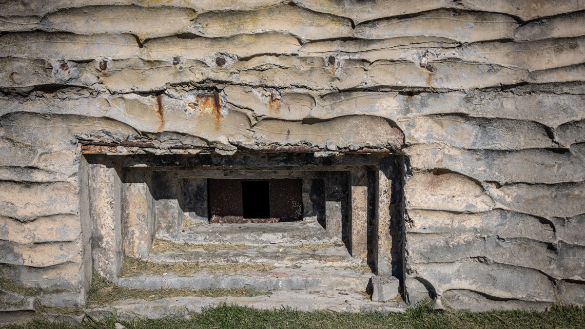 A weathered coastal stone fortification