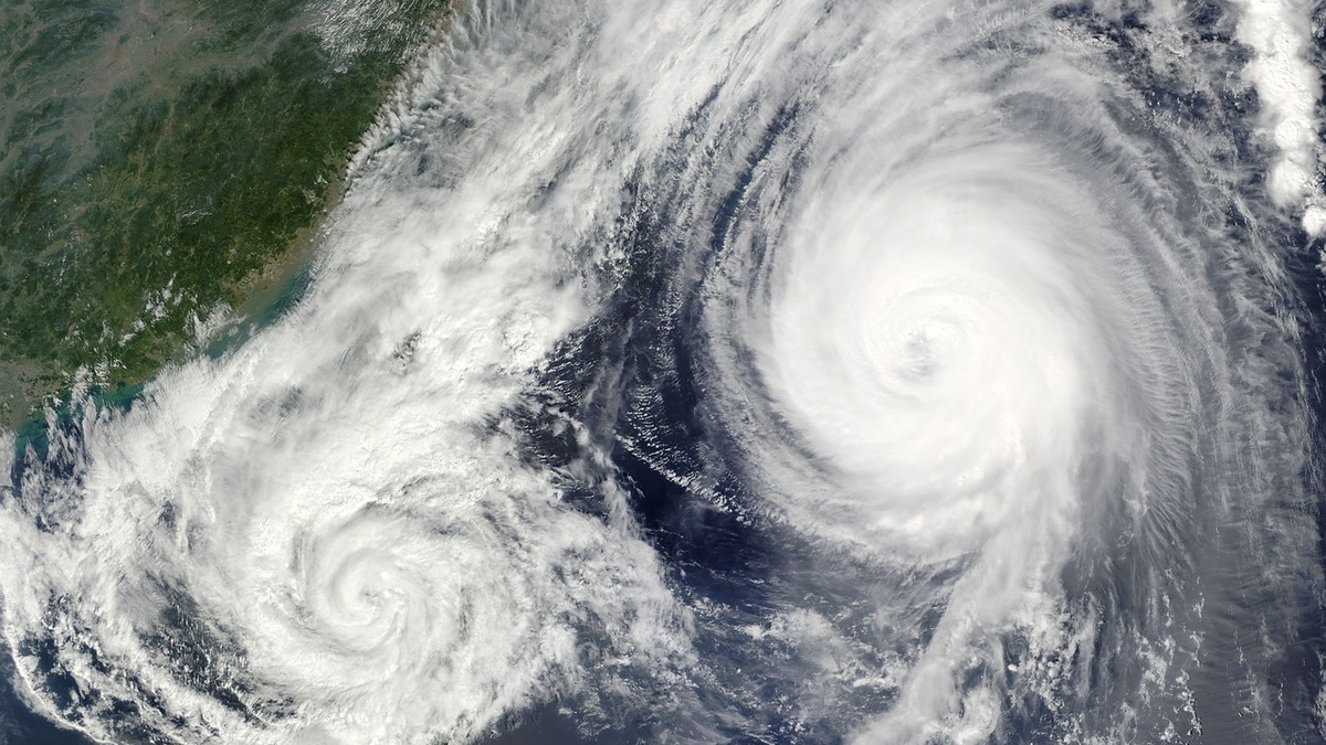 A hurricane seen from a weather satellite