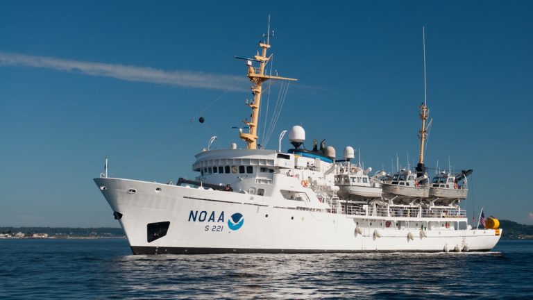 A NOAA hydrographic survey vessel at sea