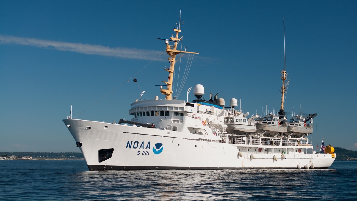 A NOAA hydrographic survey vessel at sea