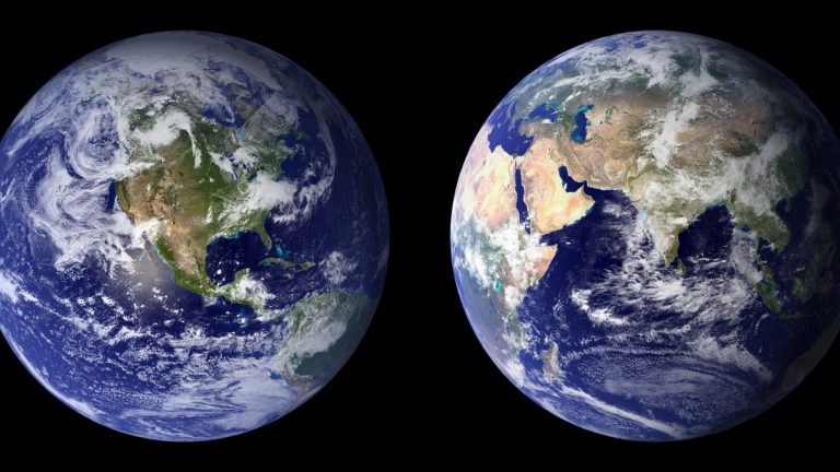 Earth's continents and oceans seen from space